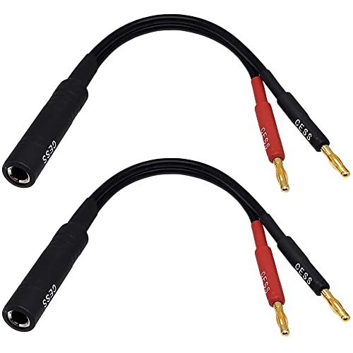 CNCESS CESS-020 1/4 Inch TS to Dual Banana Plug Speaker Adaptor, 6 Inch - Mono 6.35mm Female Jack to Banana Cable - 2 Pack - Image 1