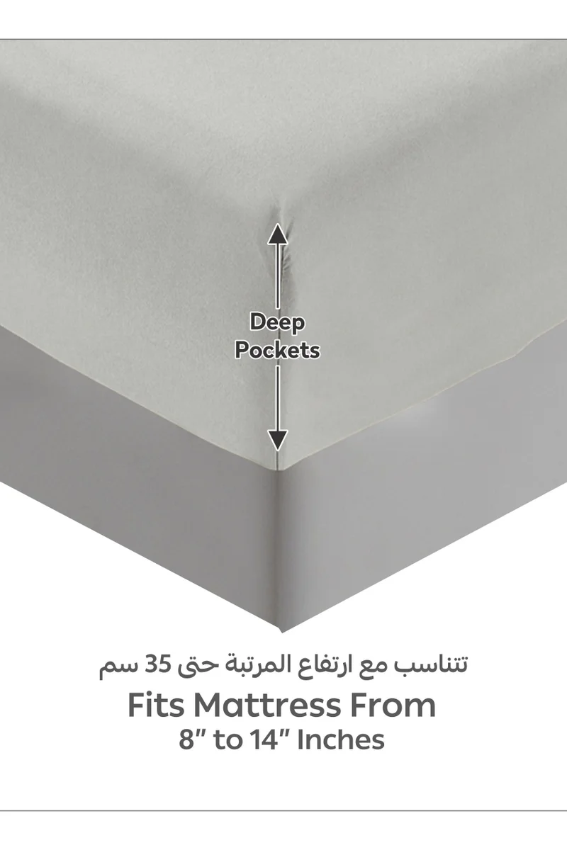 دوناتيلا Bedding Fitted Sheet - Fits 200x200 Cm For King Bed - 3 Pcs (1 Fitted Sheet and 2 Pillowcases) - 35 Cm Deep Pocket - Solid Bed Sheet