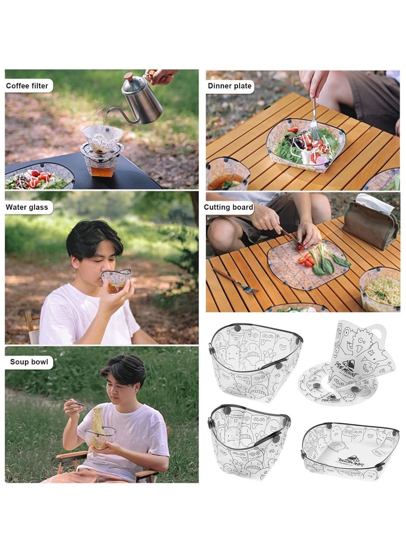 general Foldable bowls and plates, portable camping tableware, food grade BPA-free folding plates, heat-resistant ultra-light folding tableware, suitable for camping outdoor cooking picnics - Image 2