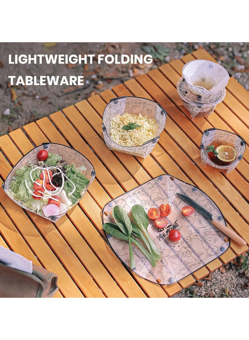general Foldable bowls and plates, portable camping tableware, food grade BPA-free folding plates, heat-resistant ultra-light folding tableware, suitable for camping outdoor cooking picnics - Image 3