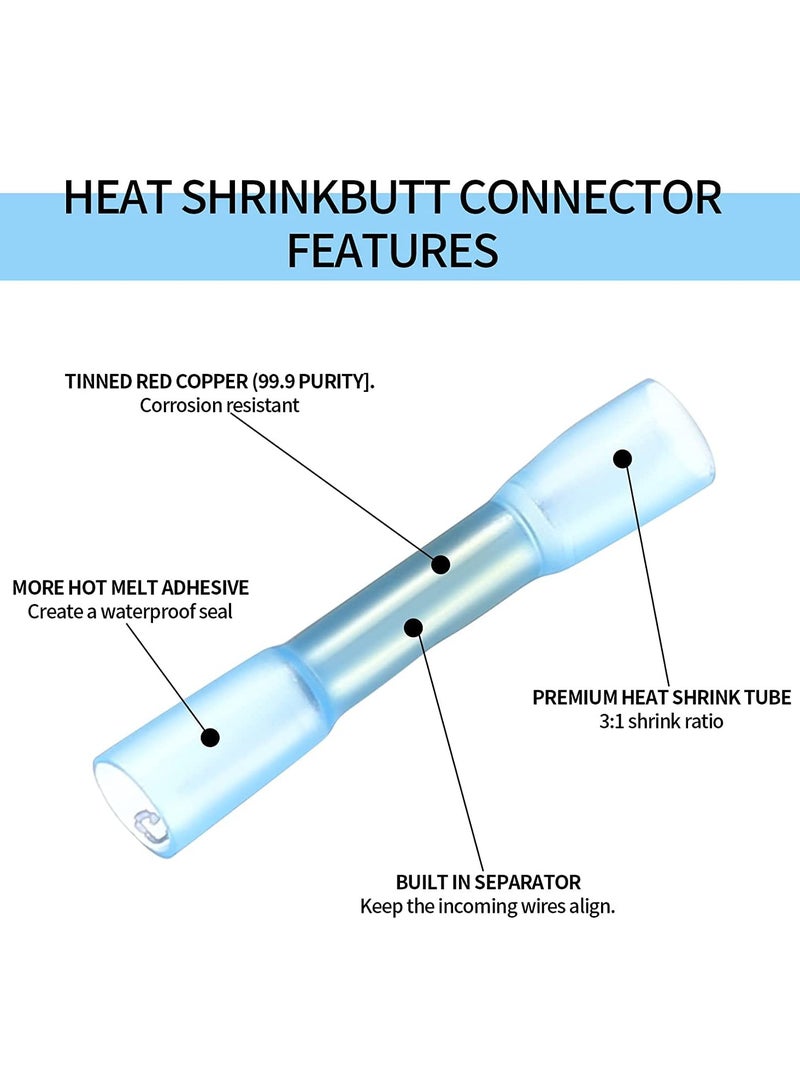 Cobest Heat Shrink Butt Connectors Kits, 10-26 AWG Butt Splice Electrical Wire Connectors Kit, Insulated Waterproof Marine Automotive Crimp Terminals Butt Splice Terminals Connectors (100 Pcs) - Image 2