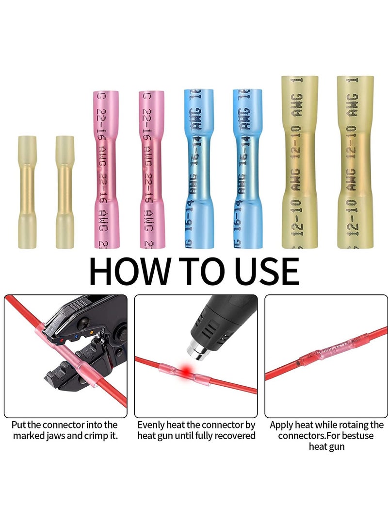 Cobest Heat Shrink Butt Connectors Kits, 10-26 AWG Butt Splice Electrical Wire Connectors Kit, Insulated Waterproof Marine Automotive Crimp Terminals Butt Splice Terminals Connectors (100 Pcs) - Image 5