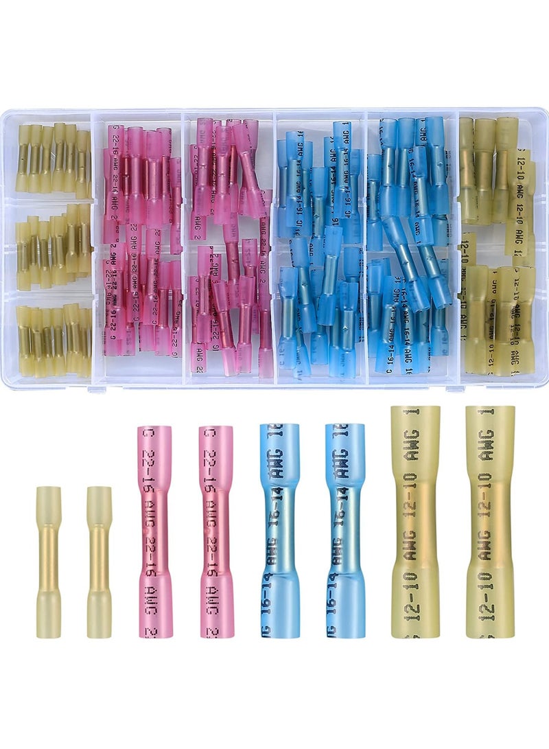 Cobest Heat Shrink Butt Connectors Kits, 10-26 AWG Butt Splice Electrical Wire Connectors Kit, Insulated Waterproof Marine Automotive Crimp Terminals Butt Splice Terminals Connectors (100 Pcs) - Image 1