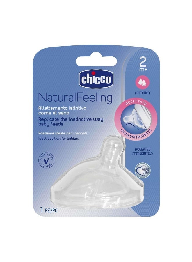 Chicco Natural Feeling Teat with Anti-Colic Effect, Nipple For Wide Neck Feeding Bottles, Medium Flow, For Babies & Toddlers 2m+ - Image 1