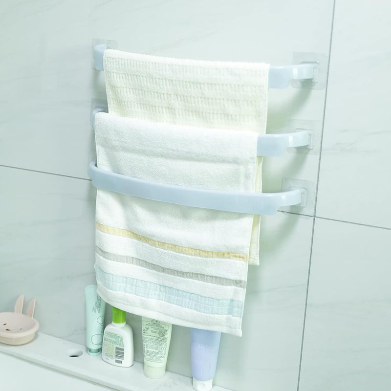 Homestic Homestic Towel Hanger for Bathroom|Wall Mounted Cloth Hanger|Multipurpose Cloth & Napkin Holder|Premium PP Material|Self-Adhesive DIY Installation|Bathroom & Kitchen Organizer|F205B|Pack of 3|Blue  - Image 1