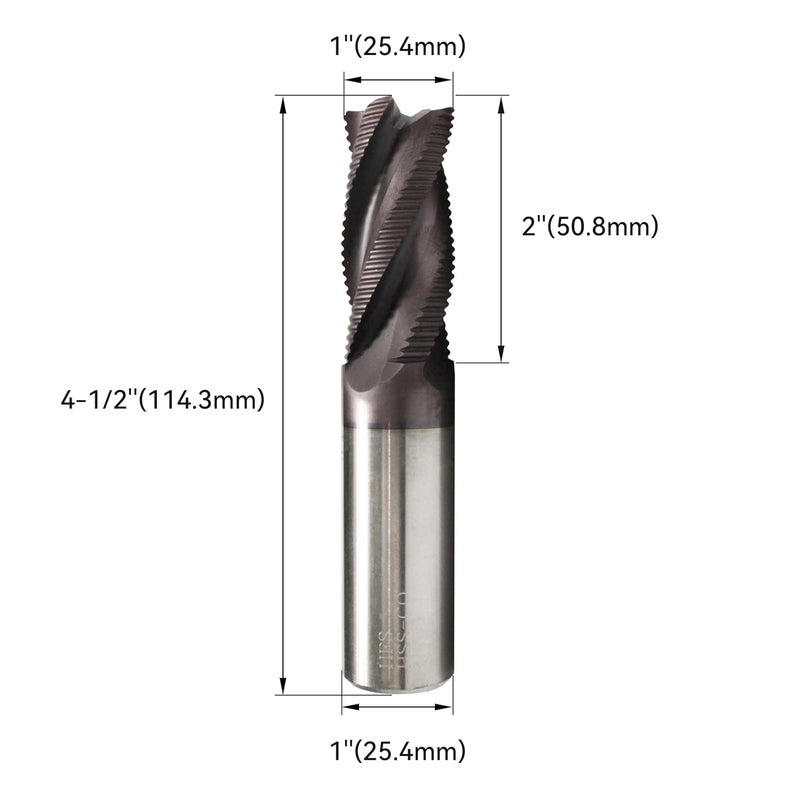 HFS (R) Roughing End Mill Square End Mill 4 Flute M42 8% Cobalt TiAlN for Steel 1" Dia. - Image 2