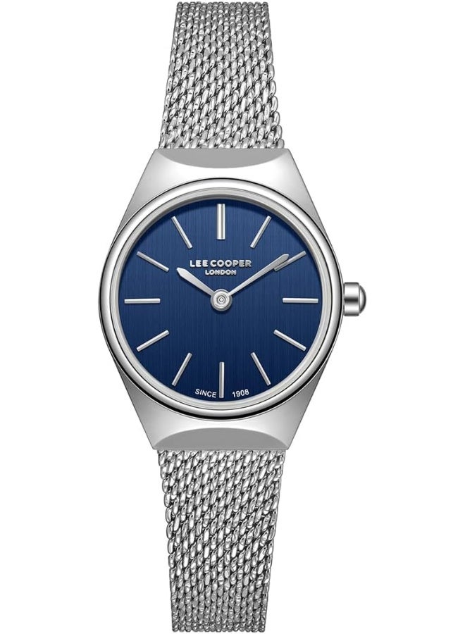 لي كوبر ساعة لي كوبر نسائية بعرض تناظري وسوار شبكي فضي - Image 1