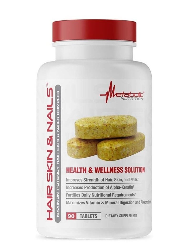 Metabolic Nutrition - Hair, Skin & Nails Dietary Supplement Maximum Health Potency 90 Tablets - Image 1