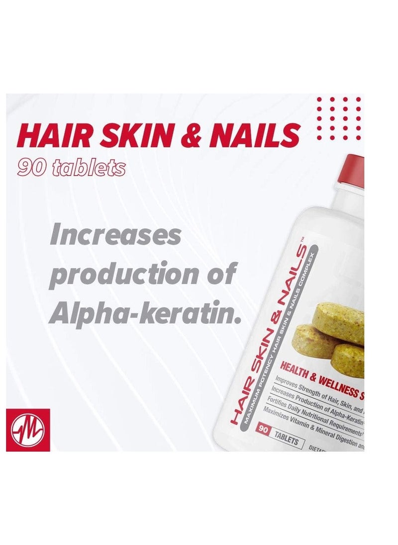 Metabolic Nutrition - Hair, Skin & Nails Dietary Supplement Maximum Health Potency 90 Tablets - Image 1
