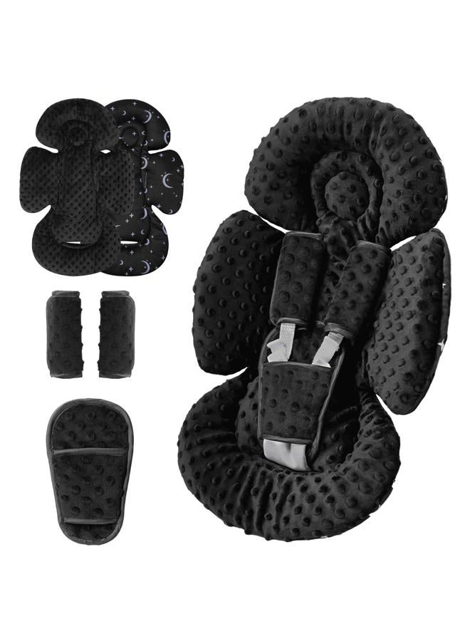 Infant Car Seat Insert Compatible with Mamaroo Swing & Graco Swing and Infant Car Seat, Newborn Insert Baby Head Body Support, Reversible Design, Breathable Soft Fabric, 1Pcs - Dot, Black - Image 1