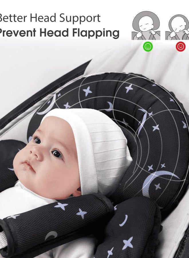 Infant Car Seat Insert Compatible with Mamaroo Swing & Graco Swing and Infant Car Seat, Newborn Insert Baby Head Body Support, Reversible Design, Breathable Soft Fabric, 1Pcs - Dot, Black - Image 2