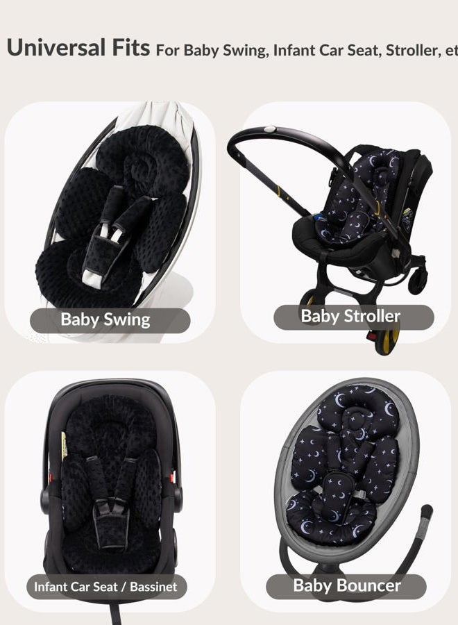 Infant Car Seat Insert Compatible with Mamaroo Swing & Graco Swing and Infant Car Seat, Newborn Insert Baby Head Body Support, Reversible Design, Breathable Soft Fabric, 1Pcs - Dot, Black - Image 3