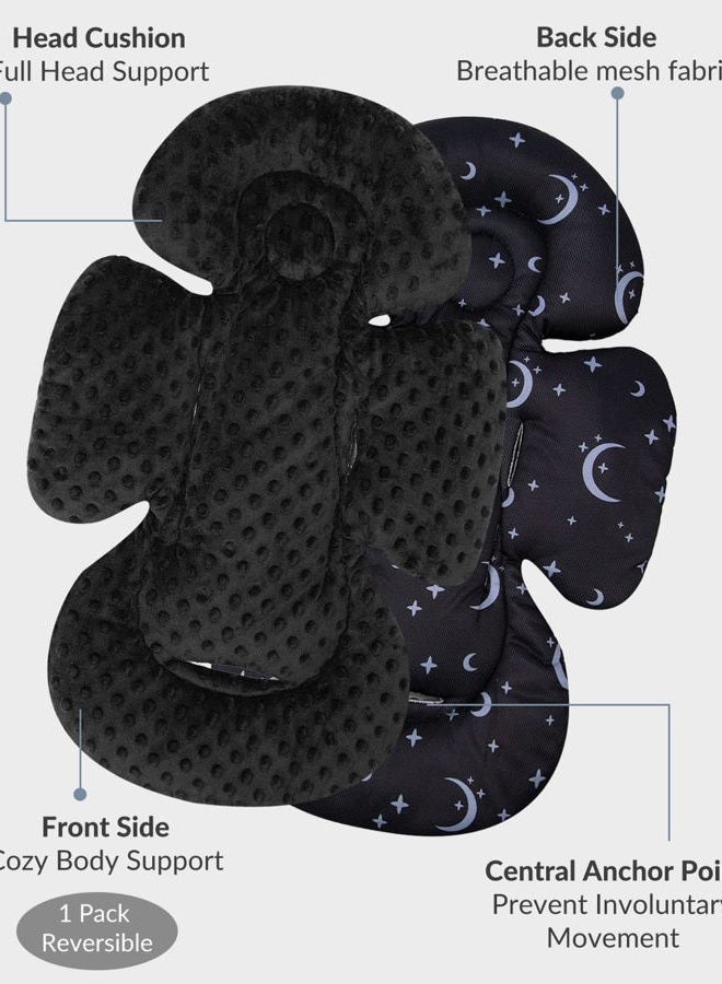 Infant Car Seat Insert Compatible with Mamaroo Swing & Graco Swing and Infant Car Seat, Newborn Insert Baby Head Body Support, Reversible Design, Breathable Soft Fabric, 1Pcs - Dot, Black - Image 5