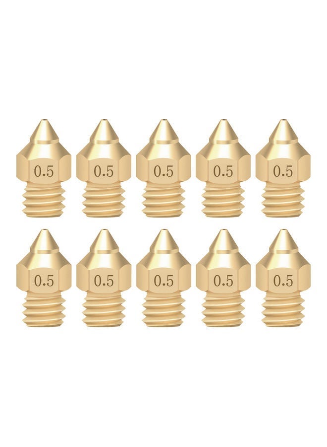 NIBEMINENT Pack Of 10 TTS Pointed Nozzle For 3D Printer Gold  - Image 1