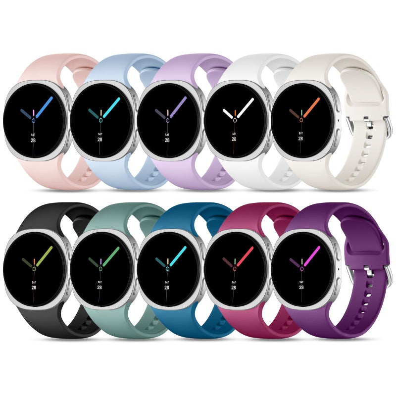 DaQin 10 Pack Bands Compatible with Samsung Galaxy Watch 8 Band 40mm 44mm/Galaxy Watch 8 Classic Band 46mm,Soft Silicone Sport Waterproof Wristband Replacement Strap for Samsung Galaxy Watch Women Men - Image 1