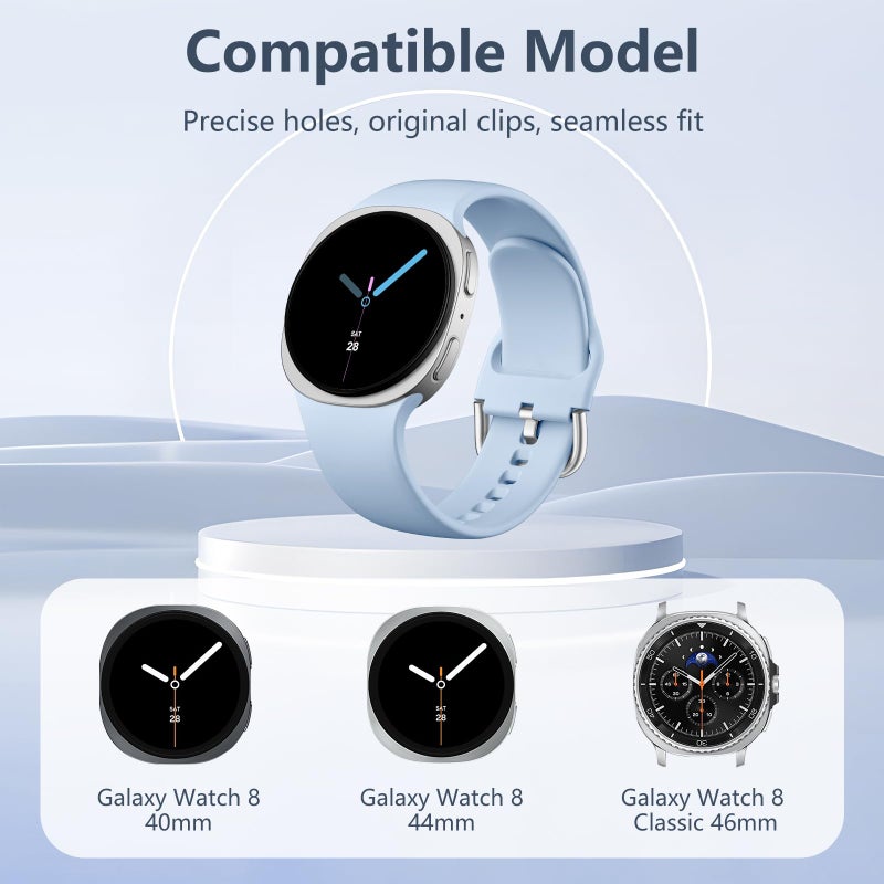DaQin 10 Pack Bands Compatible with Samsung Galaxy Watch 8 Band 40mm 44mm/Galaxy Watch 8 Classic Band 46mm,Soft Silicone Sport Waterproof Wristband Replacement Strap for Samsung Galaxy Watch Women Men - Image 2