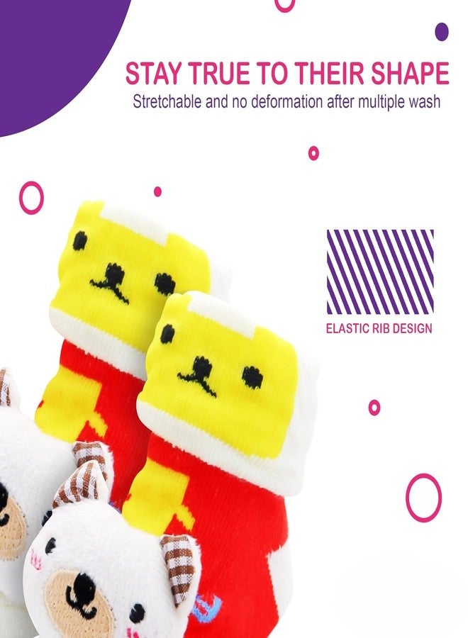 CUTEABLY Baby Boys New Born Baby Cotton Cartoon Face Regular Socks Shoes, 0-6 Months, Assorted - Image 3