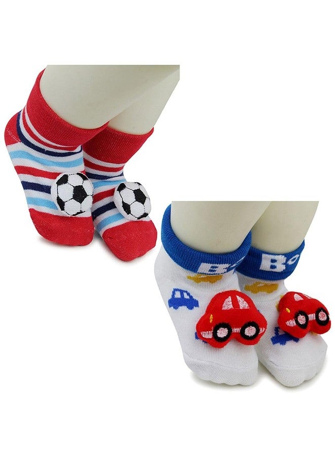 CUTEABLY Baby Boys New Born Baby Cotton Cartoon Face Regular Socks Shoes, 0-6 Months, Assorted - Image 2
