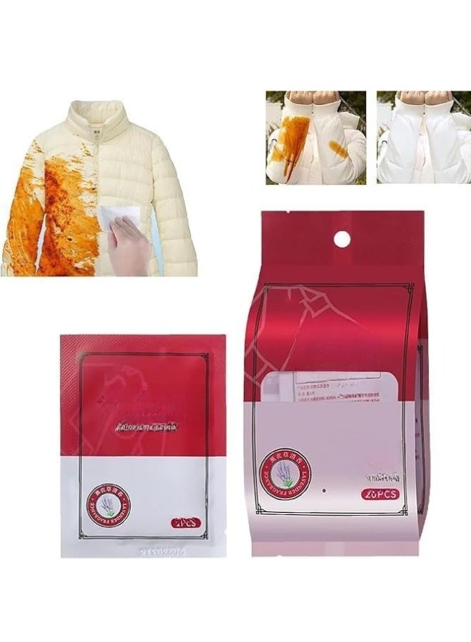 Clothing Stain Remover Wet Wipes – On-the-Go Laundry Cleaning Wipes for Fabric, Instant Emergency Stain Removal for Travel, Work & Home, 20 Pieces - Image 1