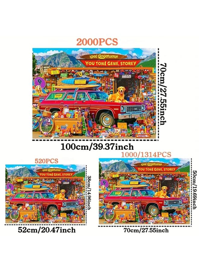 YF2870 1314 Pcs Jigsaw Puzzle Vintage Red Station Wagon Wall Art Home Decor Gift - Image 3