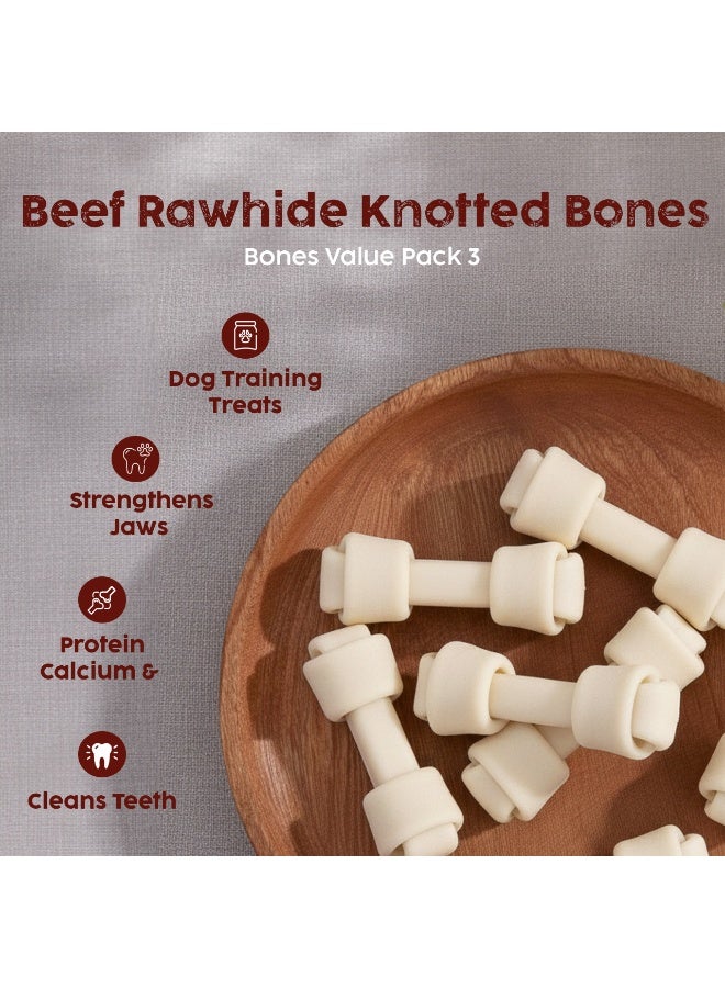 وايلد روهايد عظام مضغ للكلاب التي تمضغ بقوة | لفائف عظام معقودة طبيعية بالكامل | تقلل من تراكم البلاك والجير | علاج لصحة الأسنان (7 قطع) - Image 3