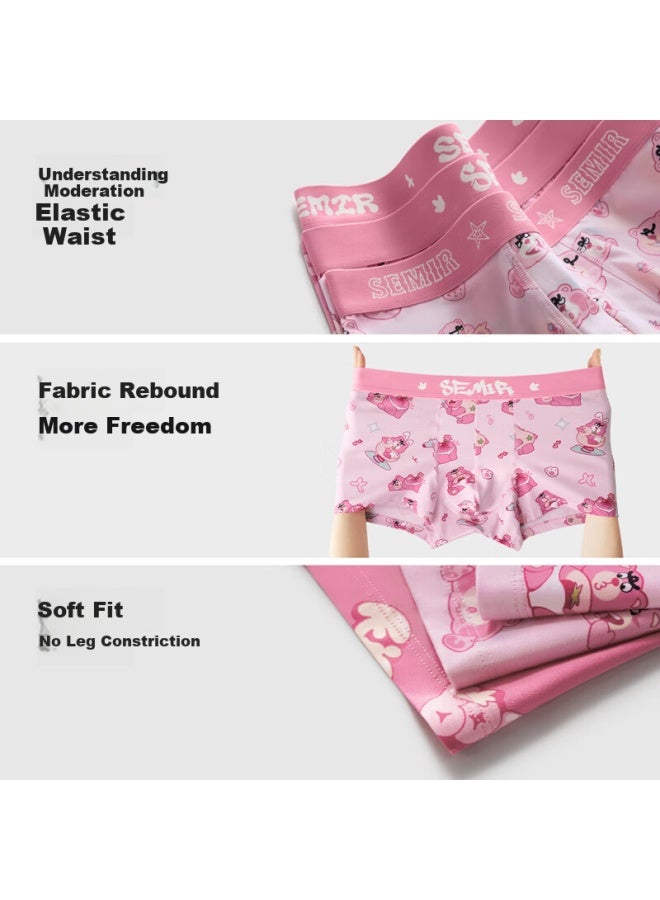 SEMIR Senma Men's Cotton 7a Antibacterial Breathable Boxer Briefs Cartoon Pink Shorts Gift For Boyfriend 3XL - Image 2