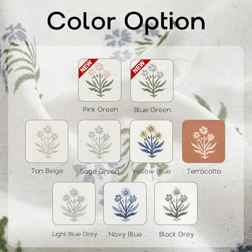 Lino Rosa Sheer Curtains 96 Inches Long 2 Panels Set for Sliding Glass Doors,Dusty Baby Blue Linen Floral Country Leaf Curtains for Bedroom Living Room Livingroom - Image 2