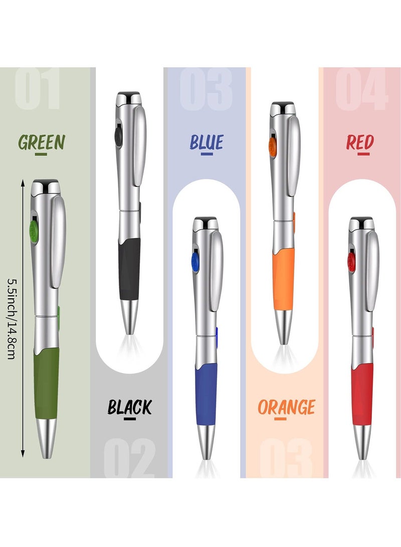 Generic LED Light Up Pens, 5 Colors 1.0 Black Ink Pens with Flashlight Ball Point Pens Twist Pens for Girls Boys Students Writing Signature Stationery Office School Class Present  - Image 3