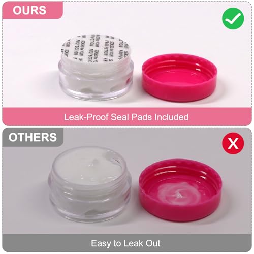 SumDirect 5 Gram Cosmetic Containers - 100Pcs Sample Jars with Hotpink Lids, Small Plastic Makeup Sample Containers with Organza 10 Pcs Bags and a Scoop - Image 4