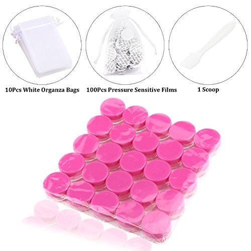 SumDirect 5 Gram Cosmetic Containers - 100Pcs Sample Jars with Hotpink Lids, Small Plastic Makeup Sample Containers with Organza 10 Pcs Bags and a Scoop - Image 2