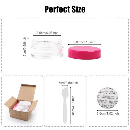 SumDirect 5 Gram Cosmetic Containers - 100Pcs Sample Jars with Hotpink Lids, Small Plastic Makeup Sample Containers with Organza 10 Pcs Bags and a Scoop - Image 3