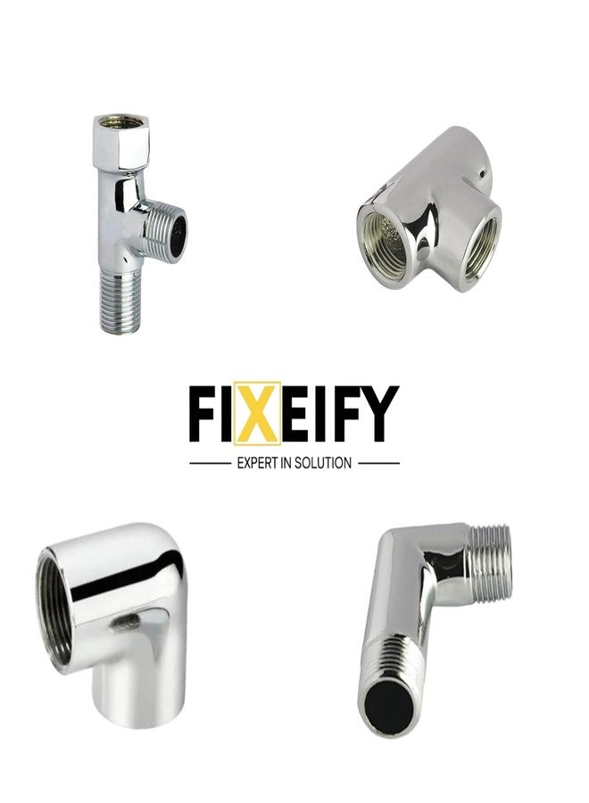 Fixeify Chrome Plated Heavy-Duty Plumbing Connectors 1/2'', Elbow and Tee, Male & Female Thread 120g Premium Brass, Teflon Tape & Rubber Washers (Female Thread Brass Tee) - Image 5