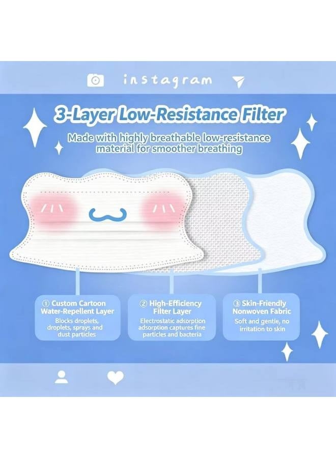 Sanrio 50 PCS Individually wrapped disposable masks for children and teens; 3-ply, cute, unisex designs. - Image 2