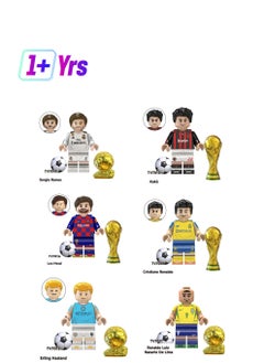 Football Character Games Cartoon Shaped Educational Toys for Kids, Buildable Blocks - Creative Building Game with Kids Blocks, Special Character Dolls, soccer Build Game