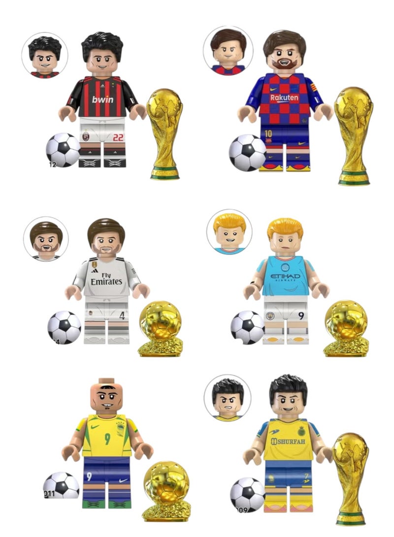 Football Character Games Cartoon Shaped Educational Toys for Kids, Buildable Blocks - Creative Building Game with Kids Blocks, Special Character Dolls, soccer Build Game 