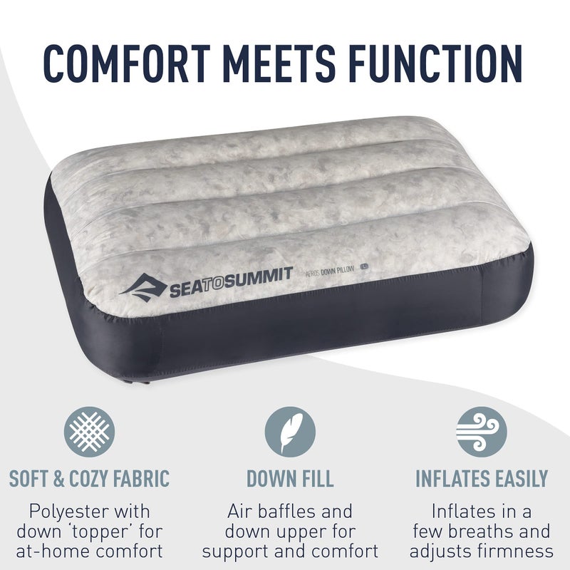 SEA TO SUMMIT Sea to Summit Aeros Down Inflatable Pillow, Large (16.5 x 11), Grey  - Image 3