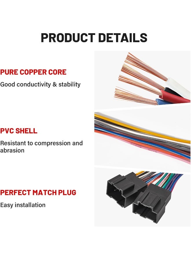 RED WOLF Car Aftermarket Radio Stereo Wiring Harness Adapter Connector Compatible with 2006-2013 Chevy GMC Express Savana Buick - Image 4