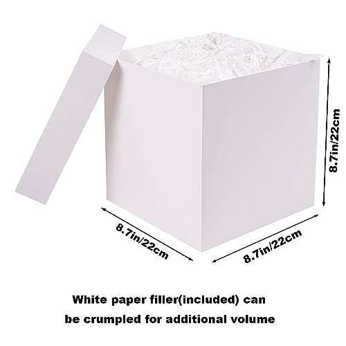 Elephantpackage Elephant-package Medium Gift Box with Lids, Ribbon and Paper Filler, for Birthdays, Mother's Day, Bridal Showers, Weddings, Baby Showers - Collapsible, 8.7", 1 Pack, White - Image 2