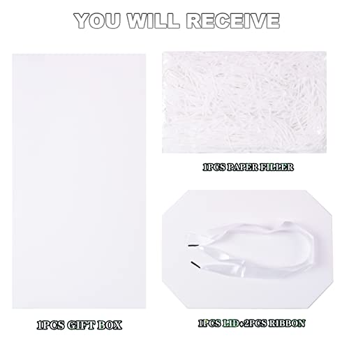 Elephantpackage Elephant-package Medium Gift Box with Lids, Ribbon and Paper Filler, for Birthdays, Mother's Day, Bridal Showers, Weddings, Baby Showers - Collapsible, 8.7", 1 Pack, White - Image 3