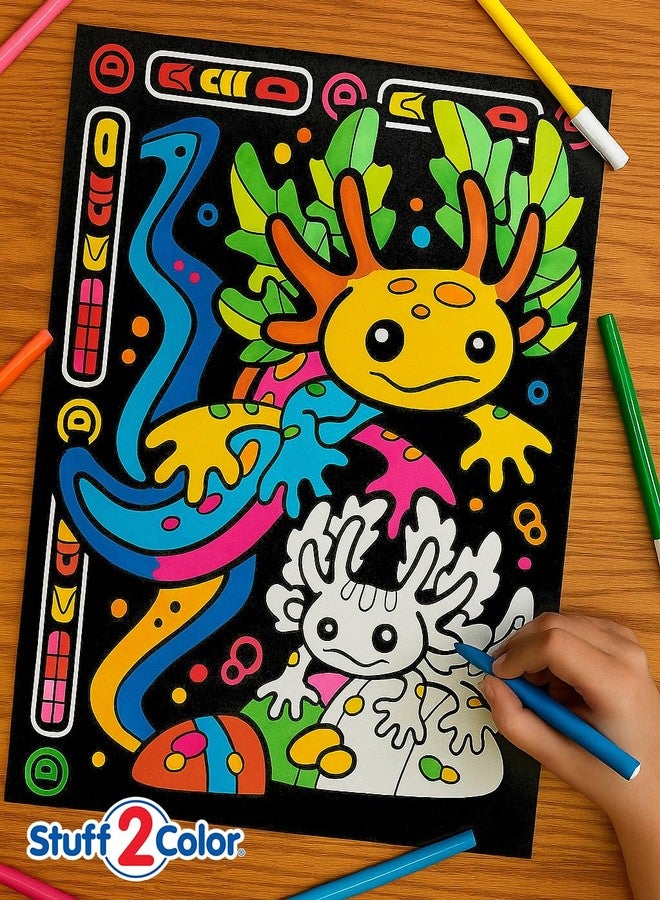 Stuff2Color Axolotl Oasis - Fuzzy Coloring Poster - All Ages Coloring for Kids, Toddlers, Teens, and Adults (Great for Arts and Crafts Coloring Time, After School, or as a Family Activity) - Image 2