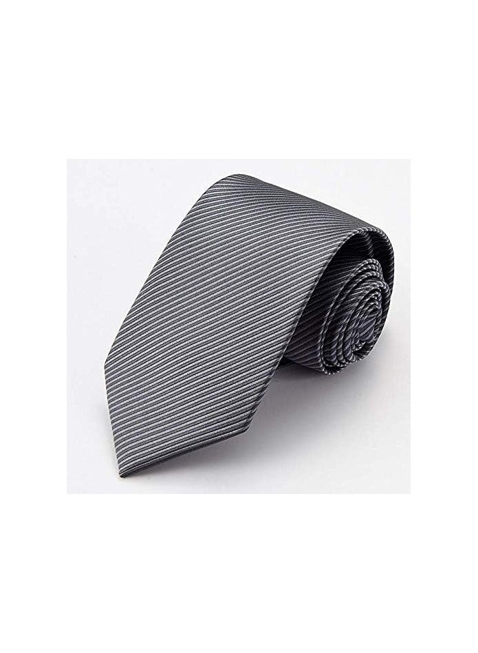 بروماس طقم ربطة عنق أنيقة مخططة باللون الرمادي للرجال بدلة عمل للزواج - Image 2