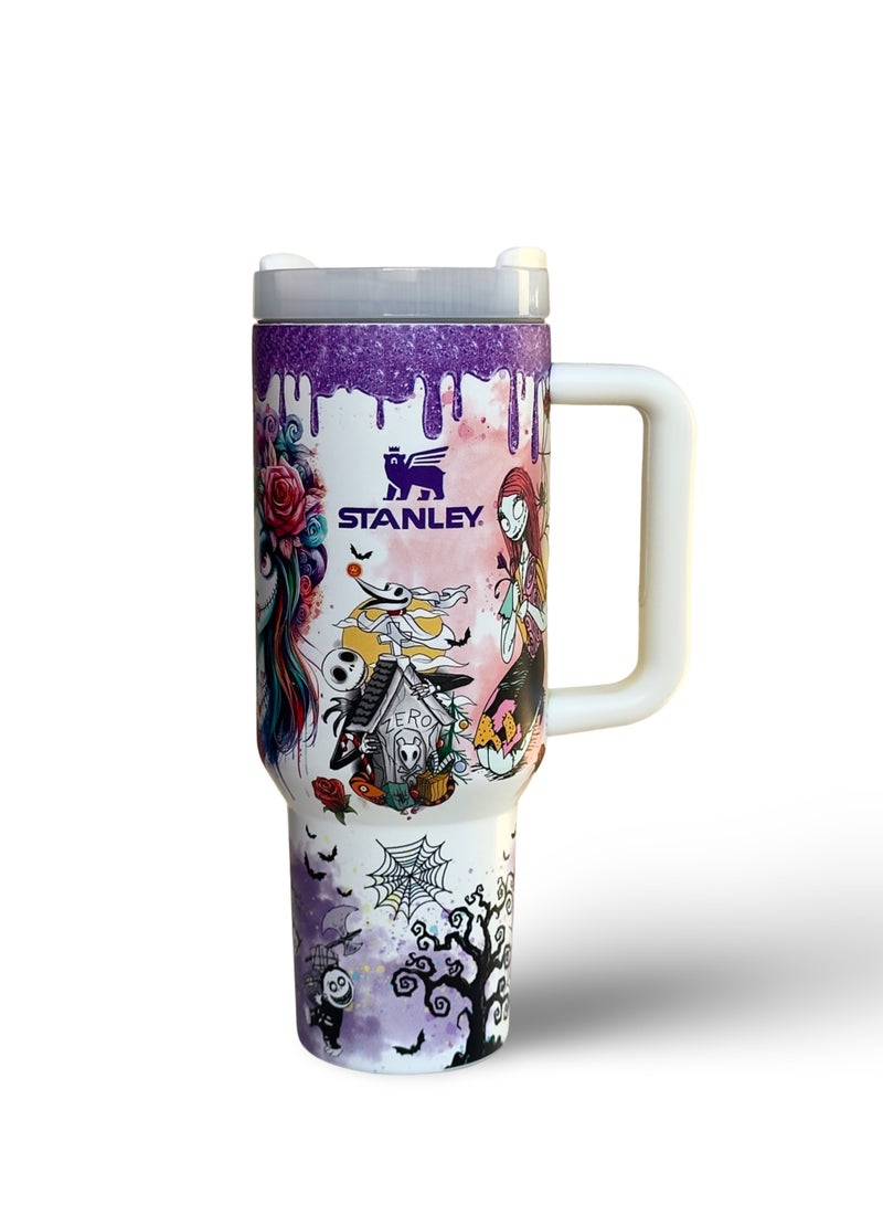 Stanley Love Shack Fancy H2.0 Flow State 40oz  Sally x Jack Skellington Tumbler Stainless Steel Vacuum Insulated Quencher  Stopper Presented in Elegant Gift Ready Packaging - Image 2