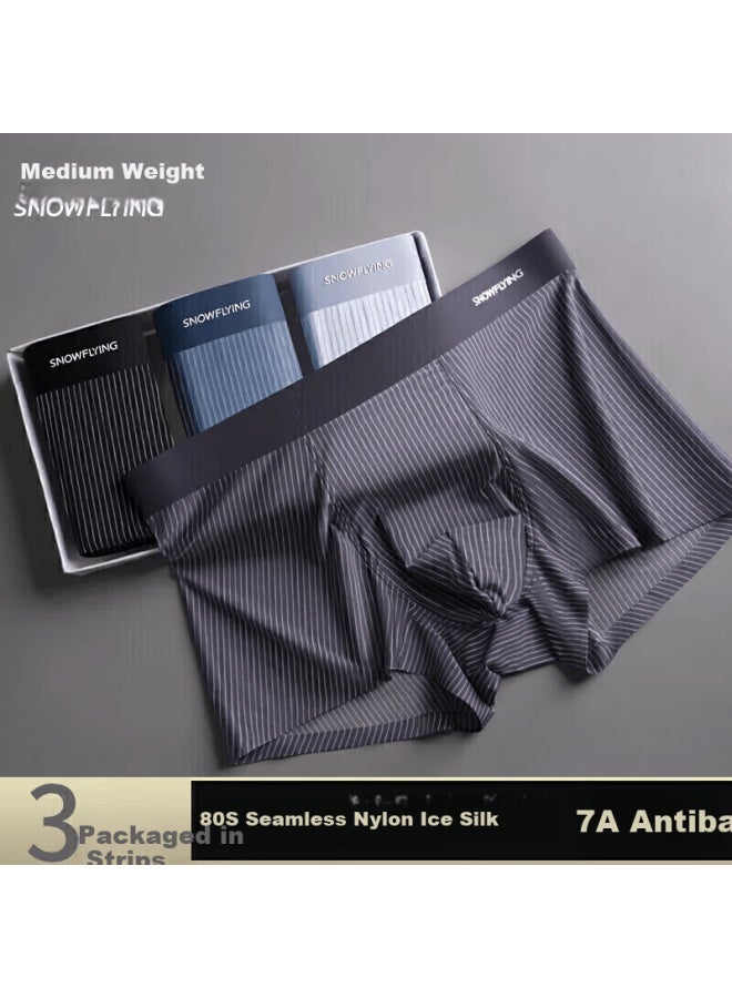 Snowflying Ice Silk Underwear For Men, Boxer Briefs, Seamless Four-corner Shorts, Men's Style - Image 1