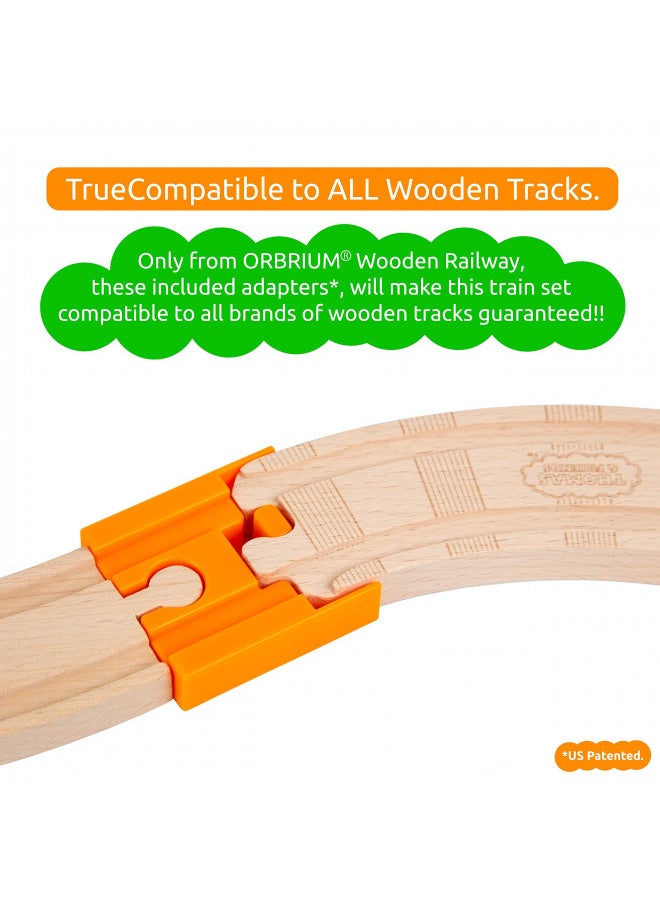 Orbrium Toys 52 Pieces Deluxe Wooden Train Set With Dual-Use Storage Box/Tunnel Compatible With Thomas Wooden Railway, Brio, Chugging Ton  - Image 3