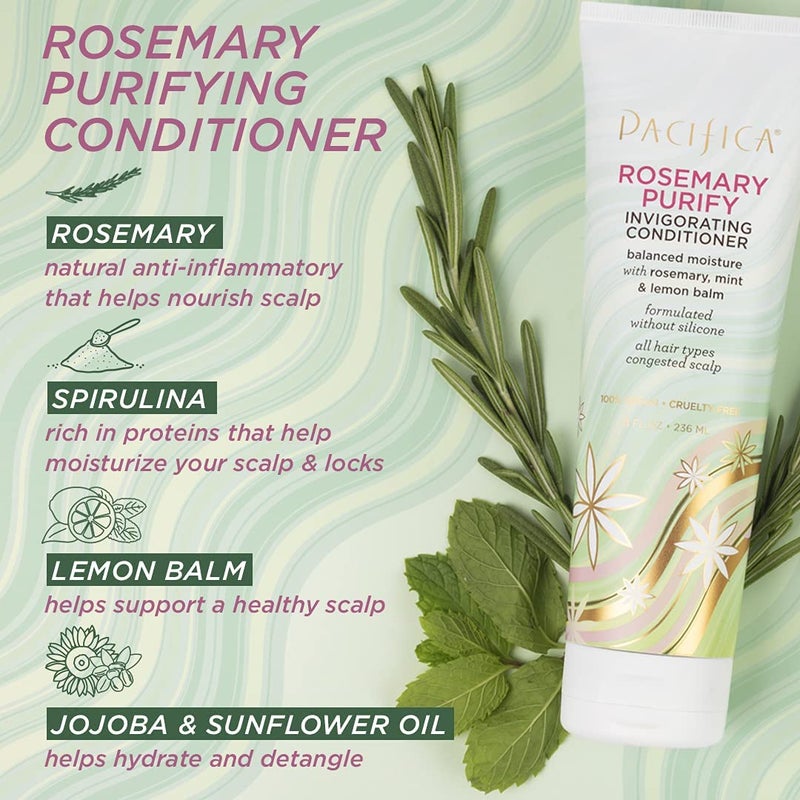 Pacifica Shampoo & Conditioner Set â€“ Rosemary Purify Invigorating Set with Cooling Mint for Clarifying and Detoxing, Sulfate-Free, Vegan & Cruelty-Free, 12 oz & 8 oz (Set of 2) - Image 5