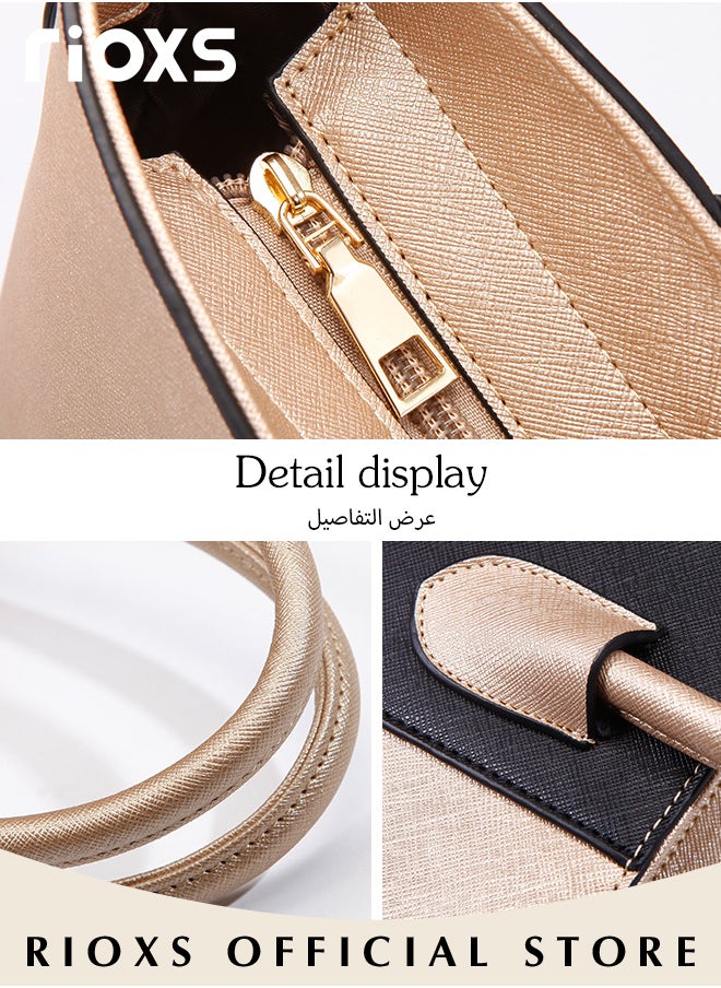 RIOXS 4 pcs Women Fashion Bags Large Capacity Satchel Purses and Handbags for Women Colour Clash Shoulder Tote Bags and Wallets  - Image 5