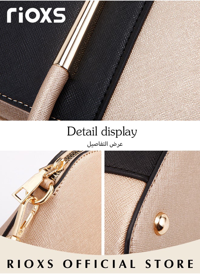 RIOXS 4 pcs Women Fashion Bags Large Capacity Satchel Purses and Handbags for Women Colour Clash Shoulder Tote Bags and Wallets  - Image 3