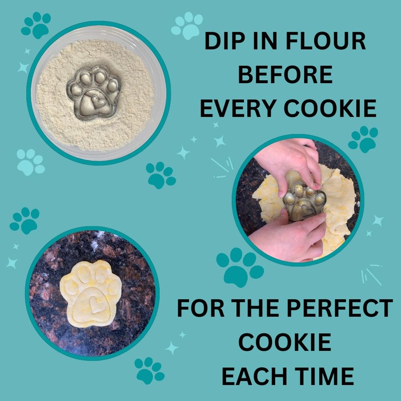 Royalty Essentials Paw Print Heart Set 3D Dog Cat Animal Paw Print Cookie Dough Cutter 2" and 3" (Paw Print Set) - Image 3