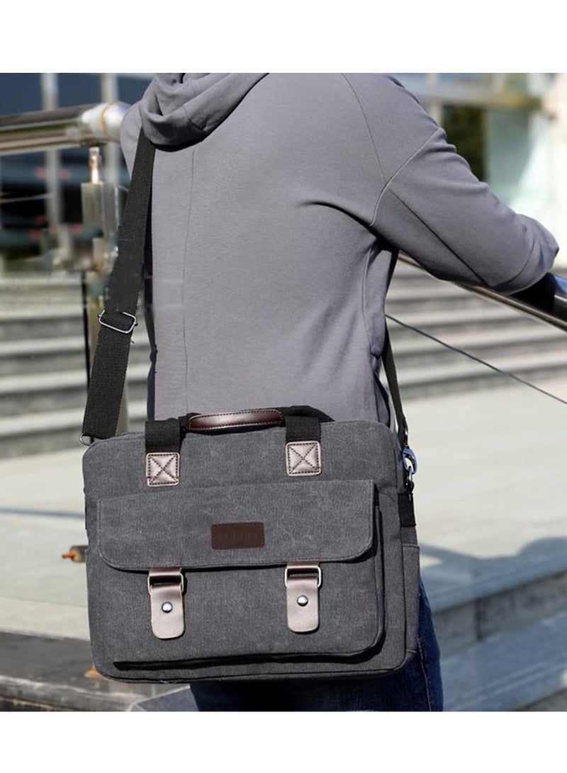 Generic Multifunctional Canvas Shoulder Bag, Handbag Multi-Pockets Business Messenger Bags, Outdoor Sports Over Shoulder Crossbody Side Bag - Image 2