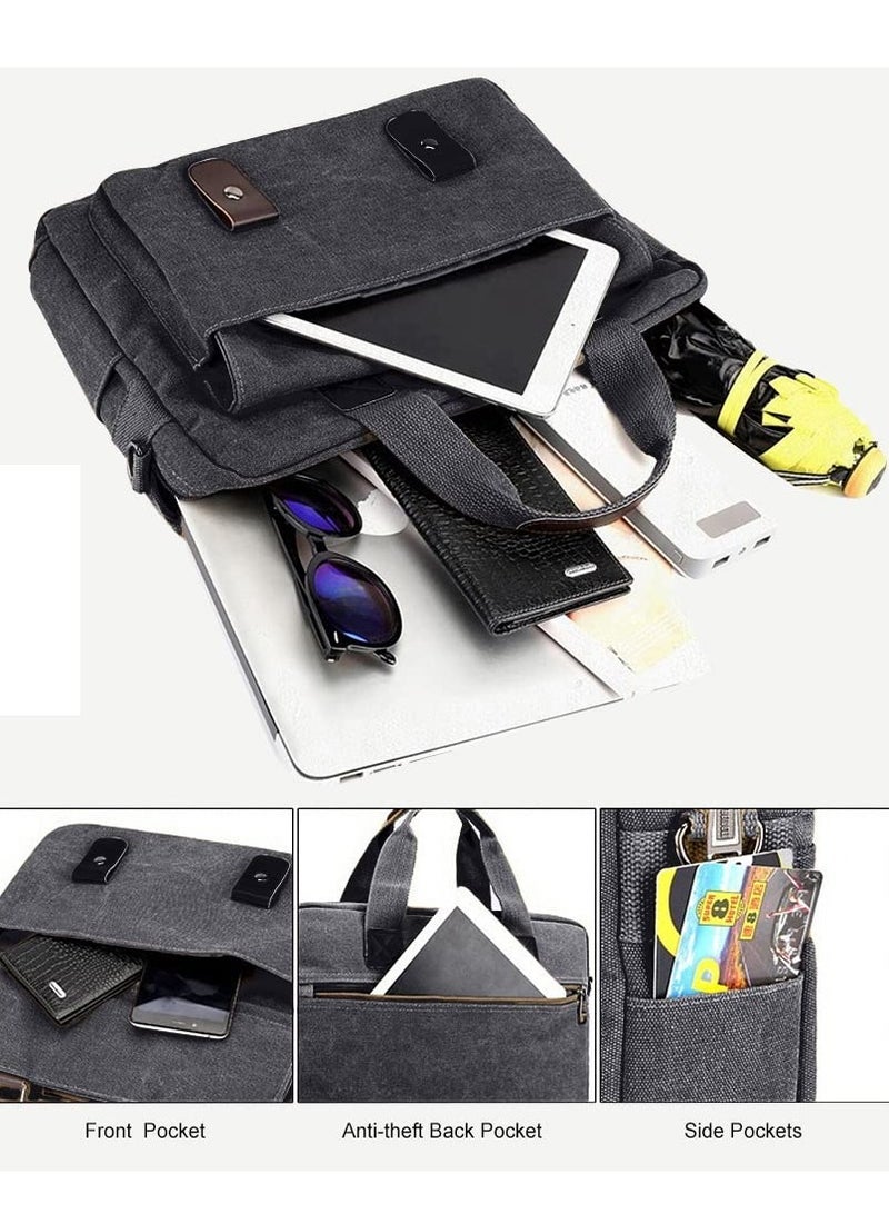 Generic Multifunctional Canvas Shoulder Bag, Handbag Multi-Pockets Business Messenger Bags, Outdoor Sports Over Shoulder Crossbody Side Bag - Image 3